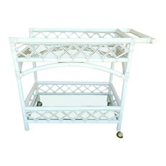 DM Vintage Palm Beach Coastal Bambus & Glas 2 Tier Dry Bar Servierwagen/Trägerwagen/Träger aus Bambus