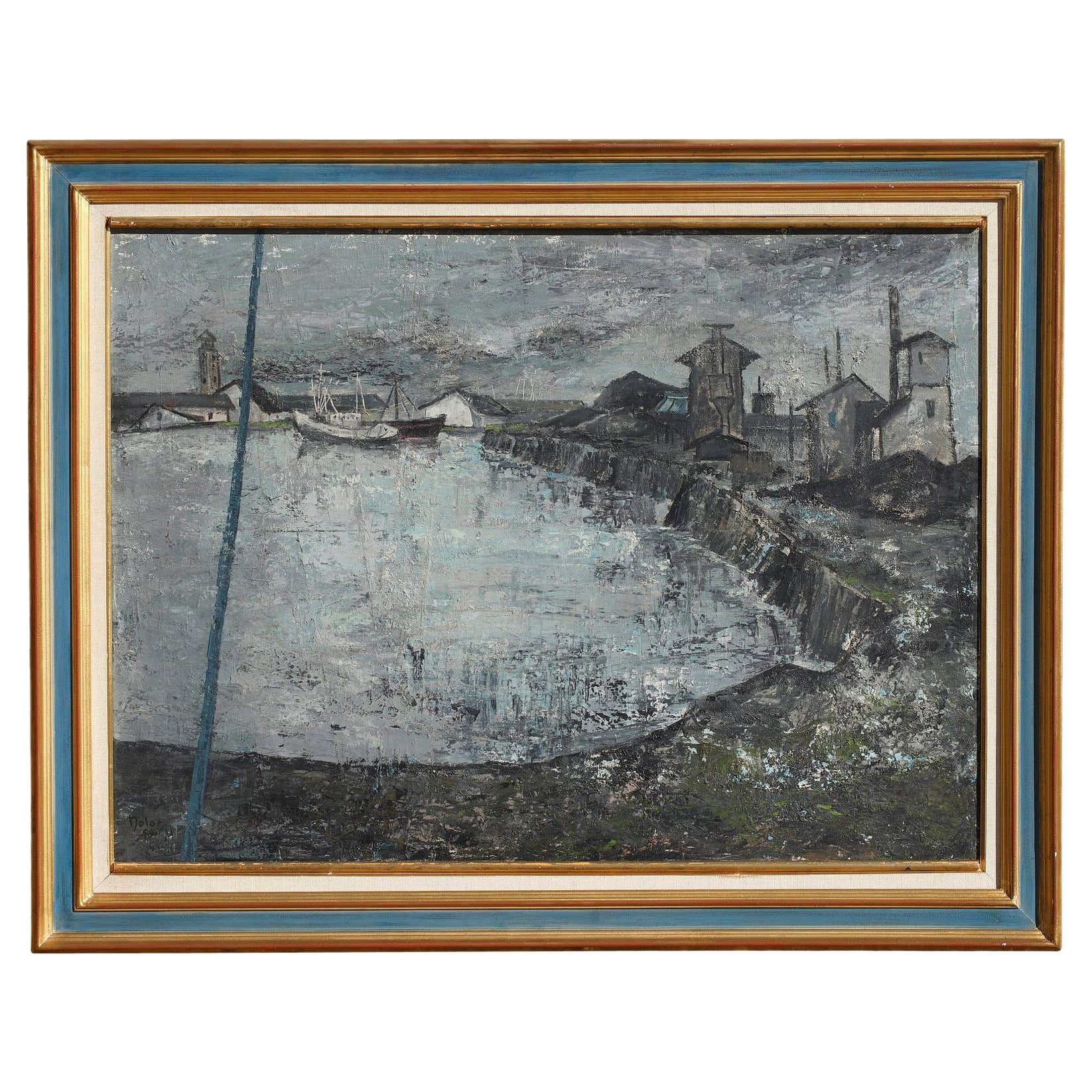 Painting "Saint-Malo" Signed Nolot, French School, 1969 For Sale
