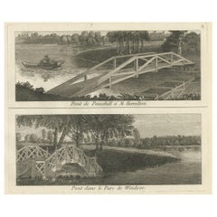 Druck der Brücke von Painshill & Windsor Park, Belfast, Nordirland, 1785