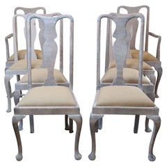 Harlequin Set of 8 Antique Gustavian Style Urn Back Dining Chairs