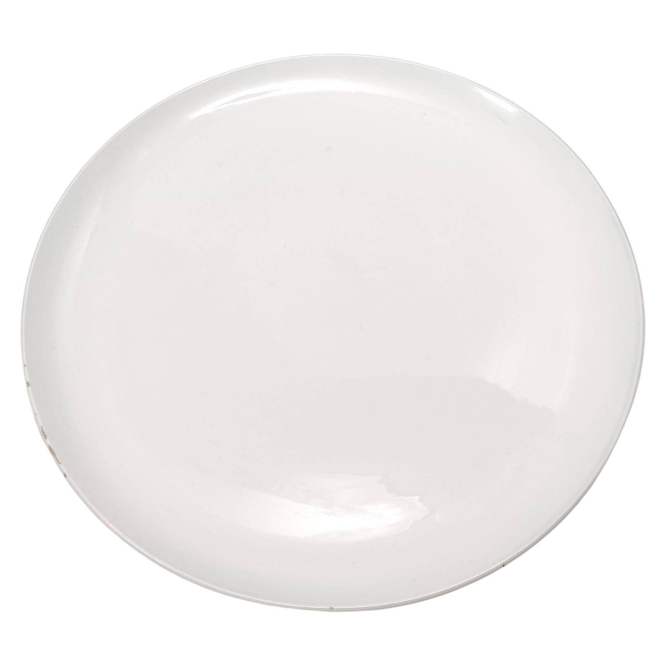 White Lacquered Ceramic Dessert Plate by Ginori Ascribable to Gio Ponti, Italy For Sale