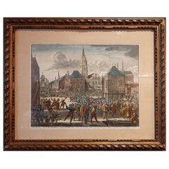 Gerahmte Szene der Alterung von Amsterdam, Damsquare, Niederlande, um 1720