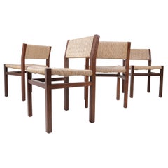 Set of 4 Dutch Design Martin Visser Wengé Rush Dining Room Chairs '67