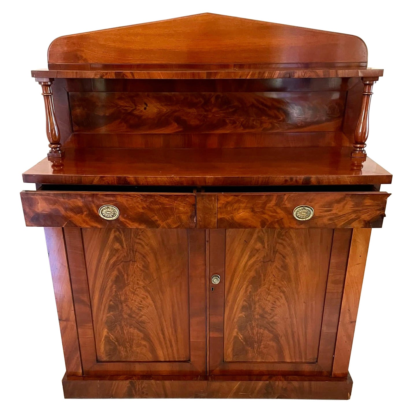 Antique William IV Quality Figured Mahogany Sideboard For Sale