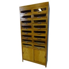 Vintage 1940's 16 Drawer Glass Fronted, Oak and Pine Haberdashery Cabinet