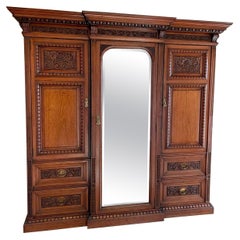 Fantastic Quality Antique Victorian Carved Walnut Breakfront Wardrobe