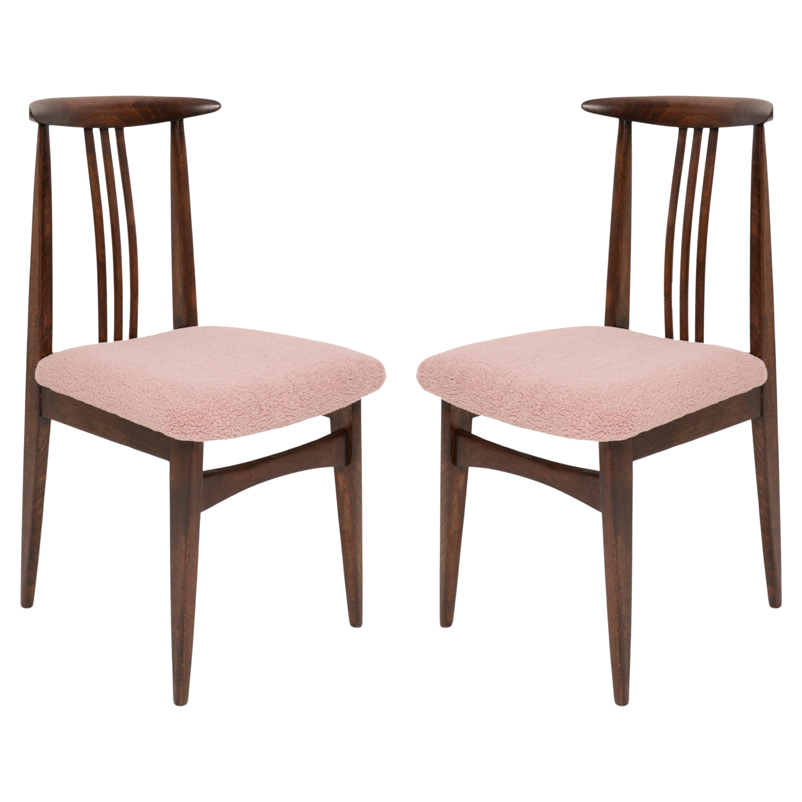 Pair of Mid-Century Pink Boucle Chairs, Designed by M. Zielinski, Europe, 1960s