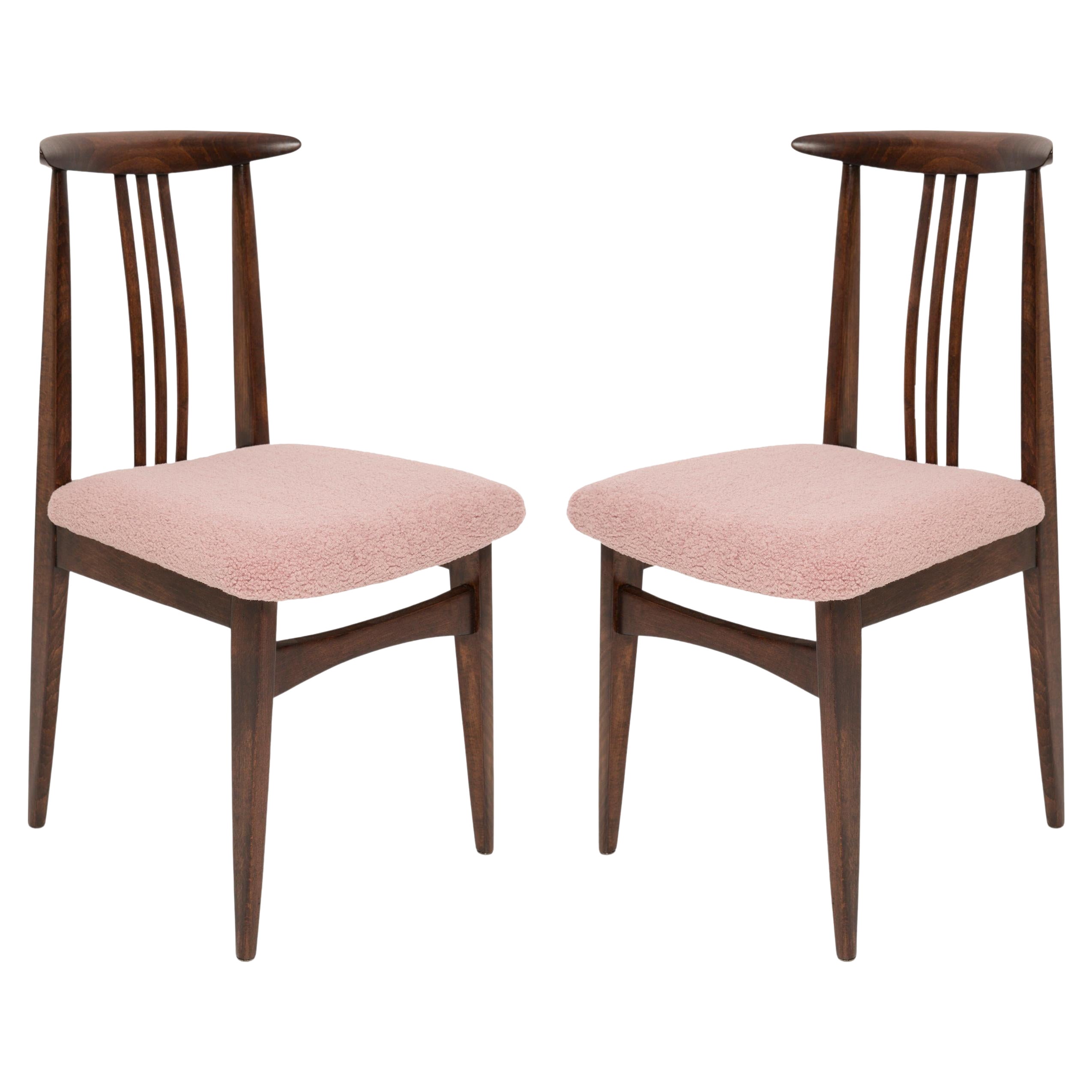 Pair of Mid-Century Pink Boucle Chairs, Designed by M. Zielinski, Europe, 1960s