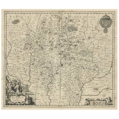 Carte décorative ancienne de la région de Quercy en France, 1657