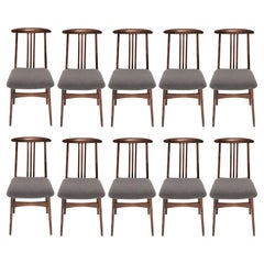 Vintage Set of Ten Grey Boucle Chairs, Designed by Zielinski, Europe, 1960s