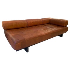 Vintage Daybed Sofa DS80 Patchwork Cognac Leather by De Sede, Switzerland 1960s