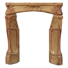 Antique Fireplace Mantel en Faience by Louis Majorelle