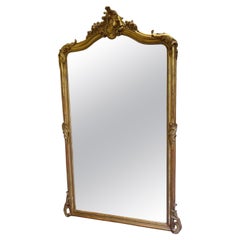Antique French Mirror, Large Gilt on Red Camel Crested Mirror