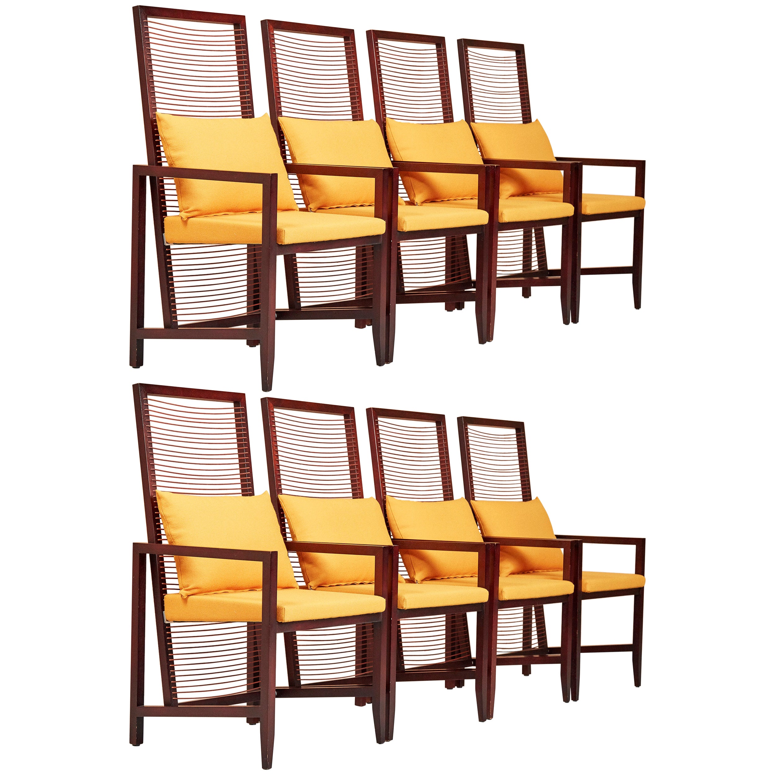 Set of Eight Walnut Astoria Dining Chairs by Bizzozzero for Pierantonio Bonacina