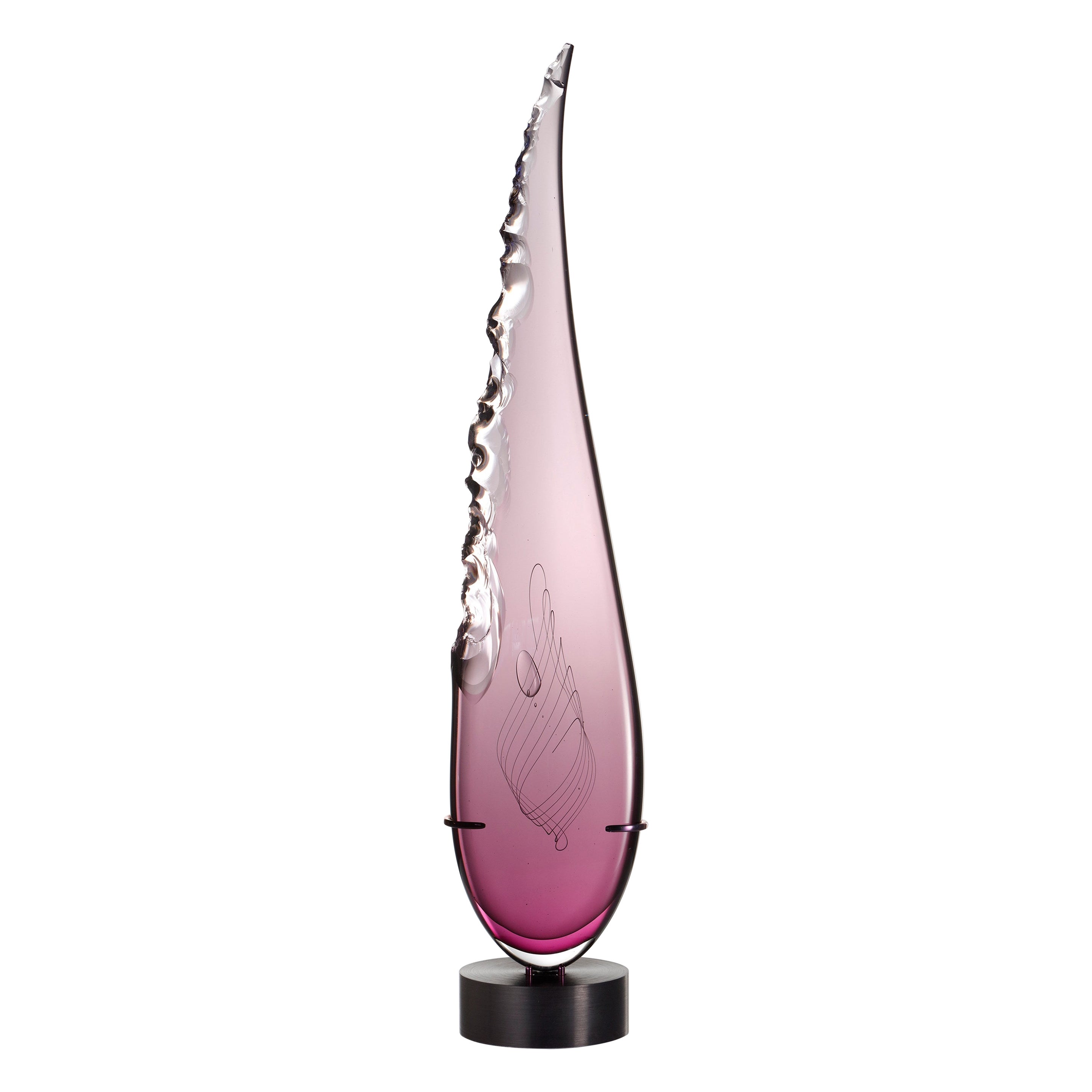 Clovis in Amethyst, a Unique Tall Abstract Glass Sculpture by James Devereux