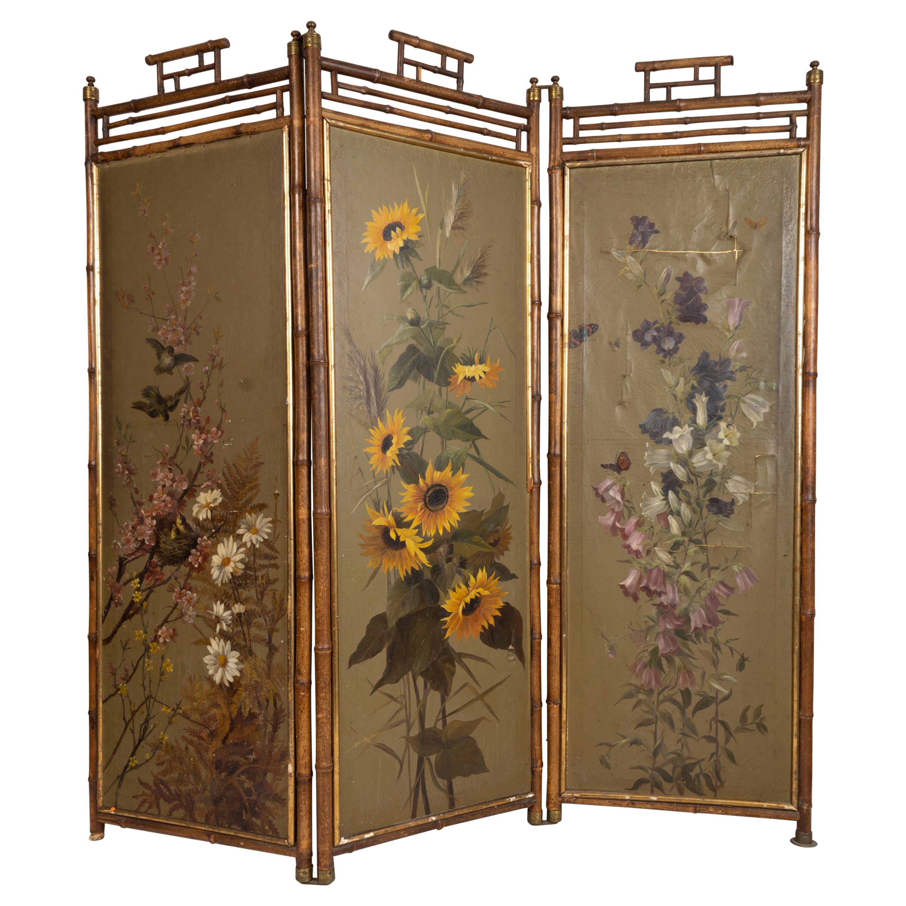 19th Century Bamboo Chinoiserie Screen Room Divider, England, C.1860 For Sale