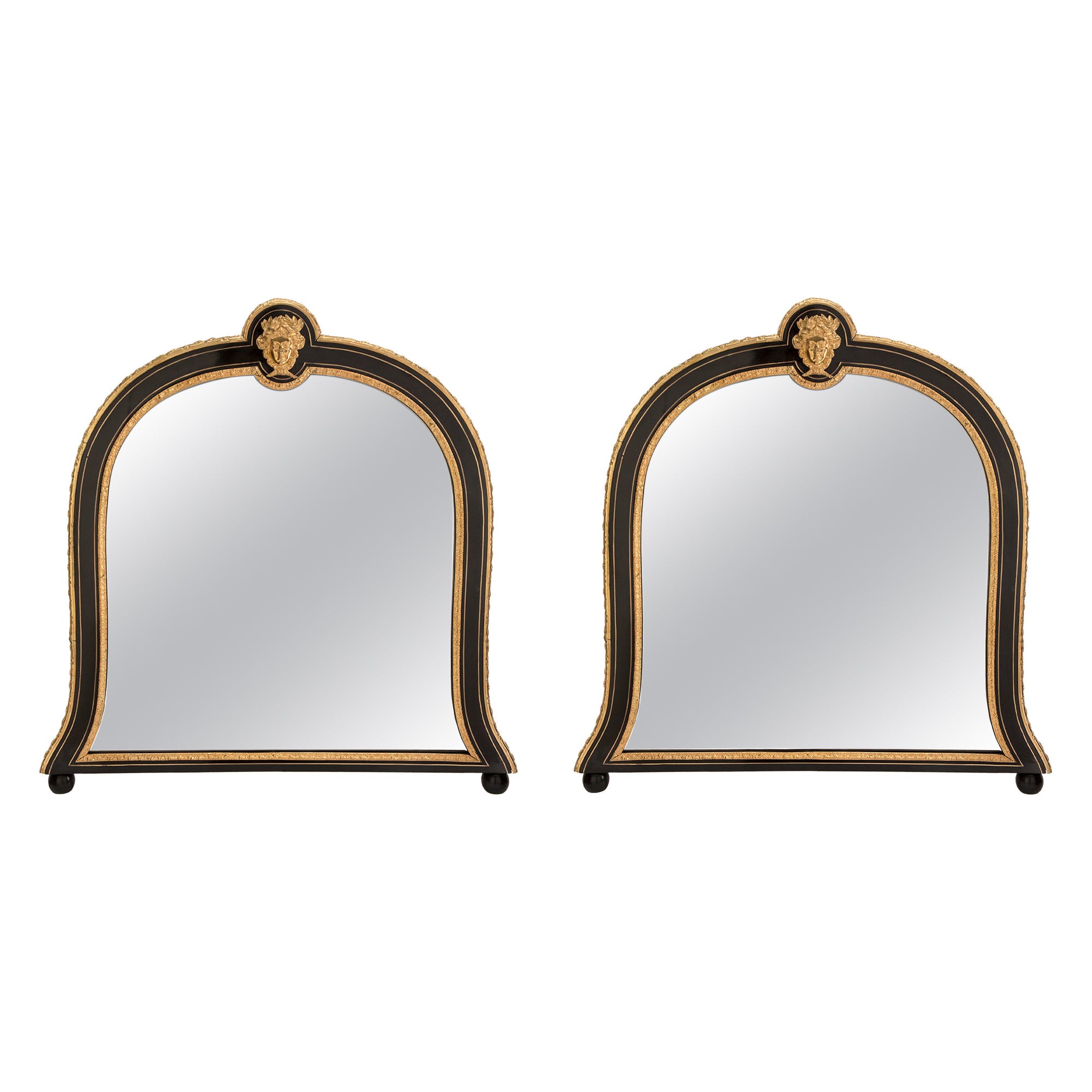 Pair of French 19th Century Napoleon III Period Louis XIV Style Mounted Mirrors For Sale