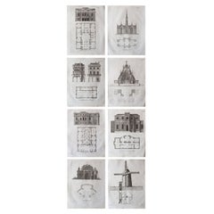 Set of 8 Original Antique Architectural Prints, A.G. Cook, circa 1820