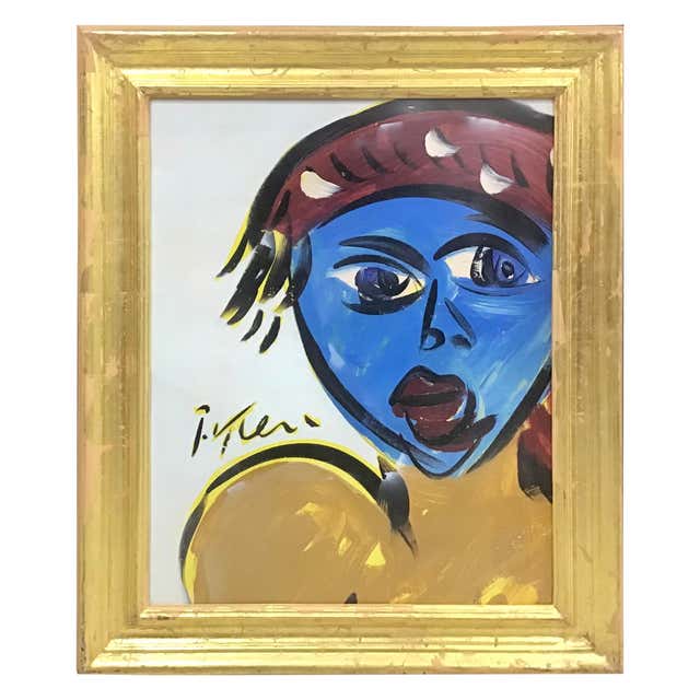 Peter Keil Modern Abstract Expressionist Portrait Oil Painting For Sale ...