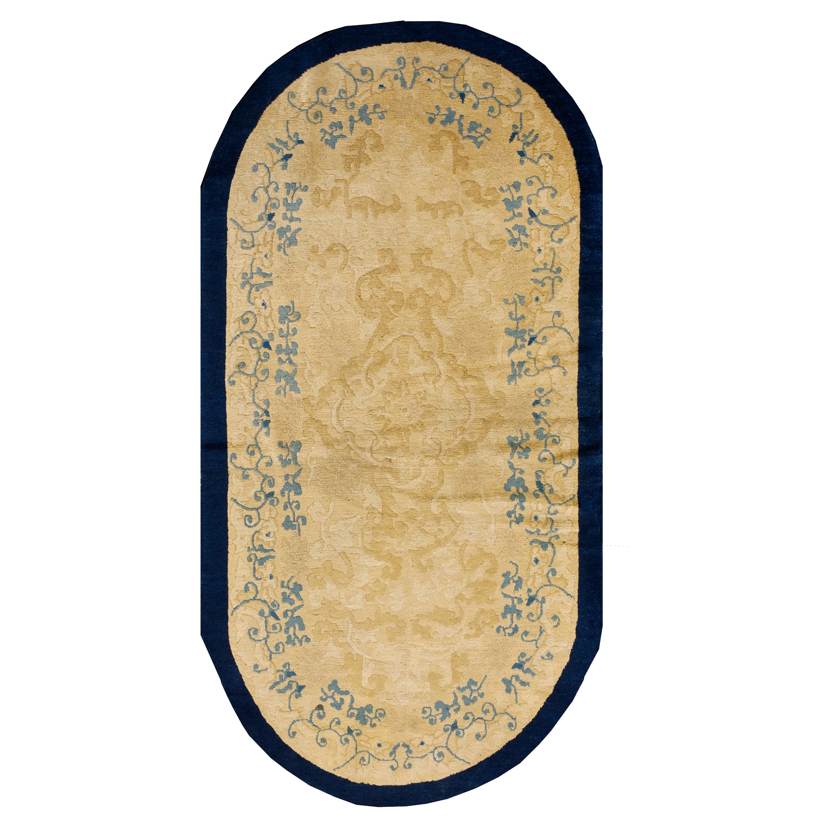 Early 20th Century Oval Chinese Peking Rug ( 3' x 5'9'' - 90 x 175 )