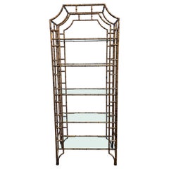 Faux Bamboo Pagoda Style Etagere