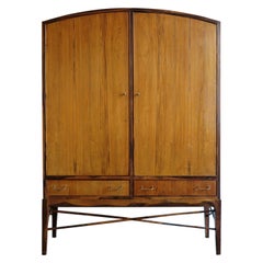 Antique Scandinavian Midcentury Modern Design Dark Wood Cabinet, 1960s