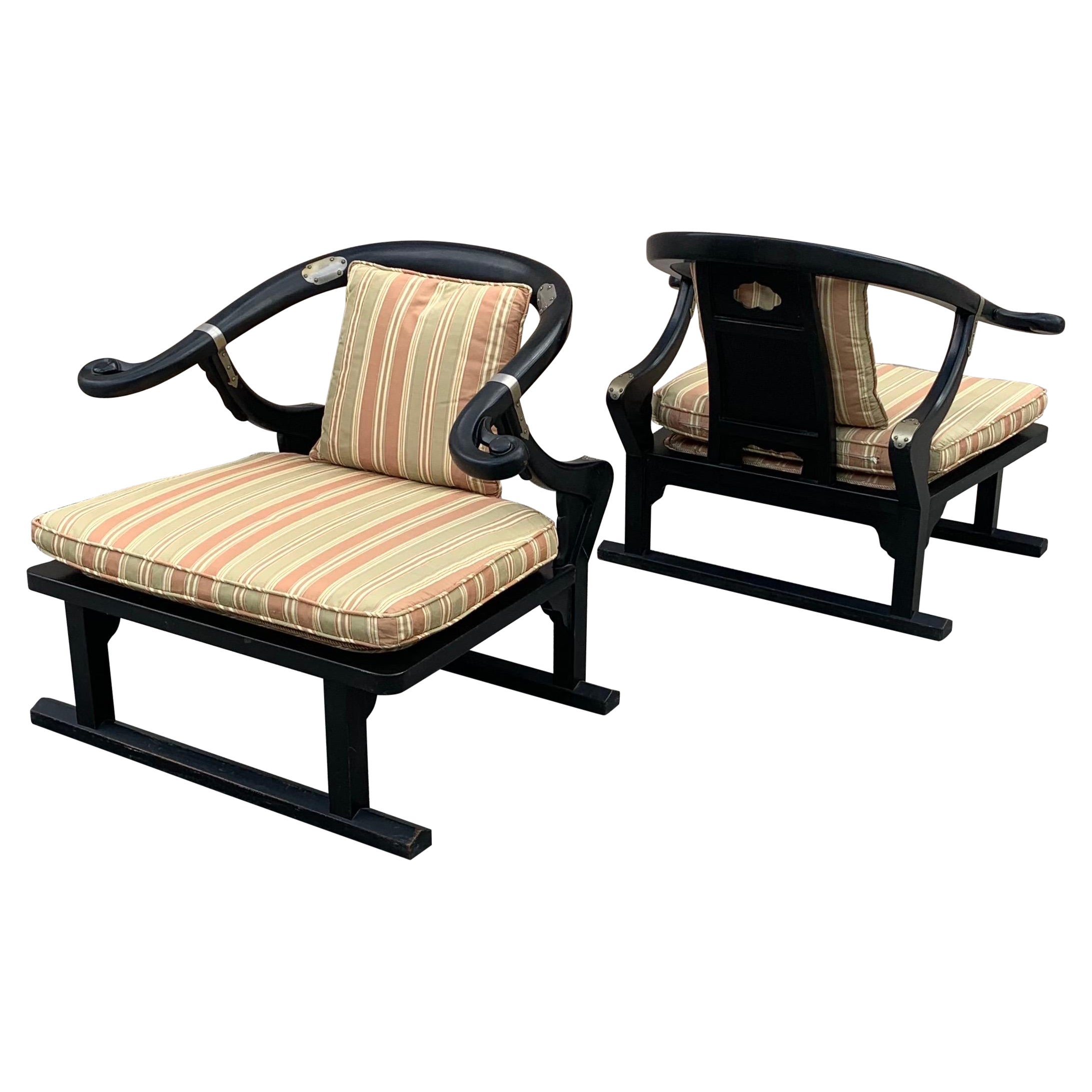 Michael Taylor for Baker Ebony Lounge Chairs from the Far East Collection
