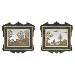 Pair of Italian 19th Century Etched Mirrors