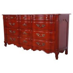 Retro John Widdicomb French Provincial Louis XV Cherry Wood Dresser, Newly Refinished