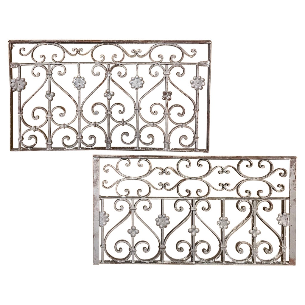Set of 19th Century French Wrought Iron Balustrades, Window Guards