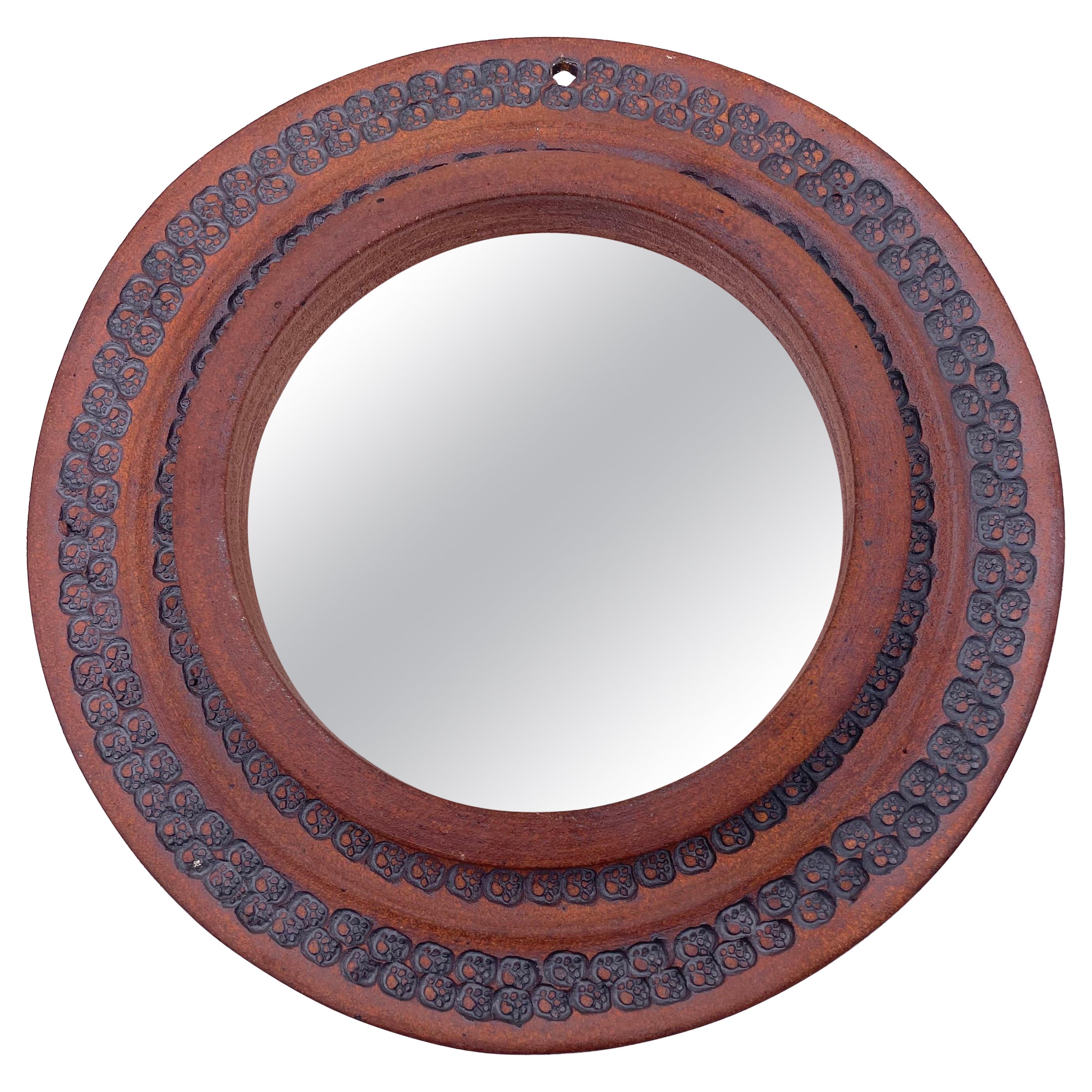 Mid-Century Modern Ceramic Mirror Signed Ep California Design For Sale