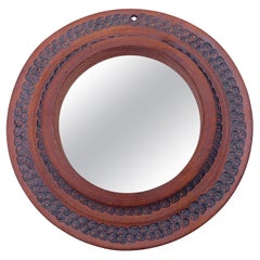Mid-Century Modern Ceramic Mirror Signed Ep California Design