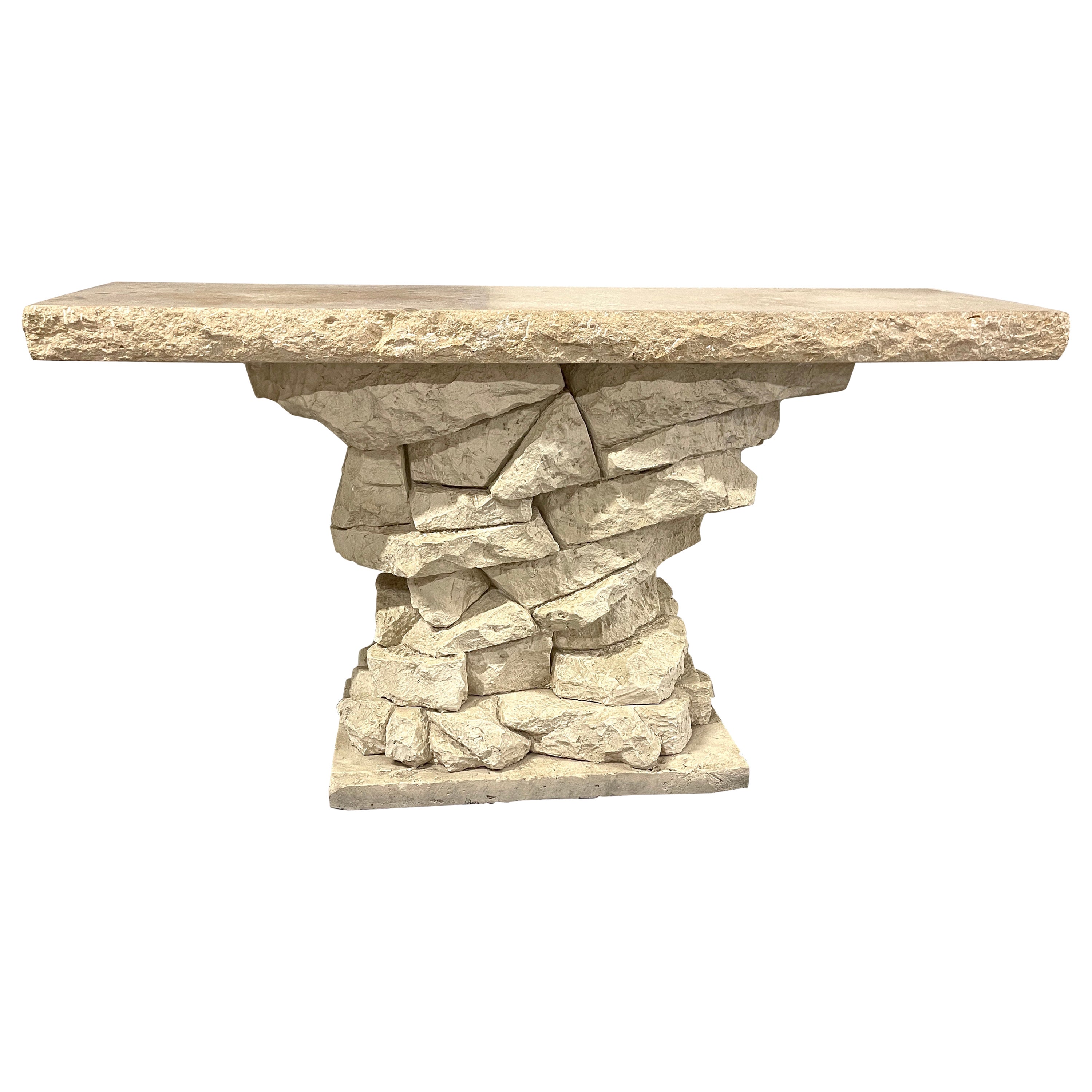 Stacked Stone Console For Sale