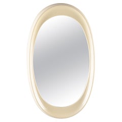 Vintage Large White Oval Wall Mirror Cattaneo, Italy, 1970s