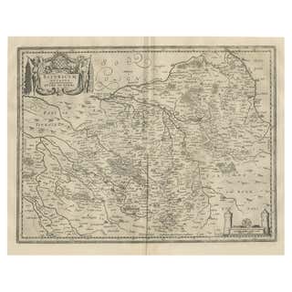 Antique Map of the Berry Region of France, circa 1670 at 1stDibs