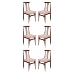 Vintage Set of Six Pink Boucle Chairs, by Zielinski, Poland, 1960s