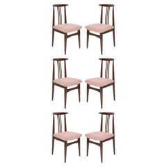 Juego de seis sillas Boucle rosa, de Zielinski, Polonia, años 60