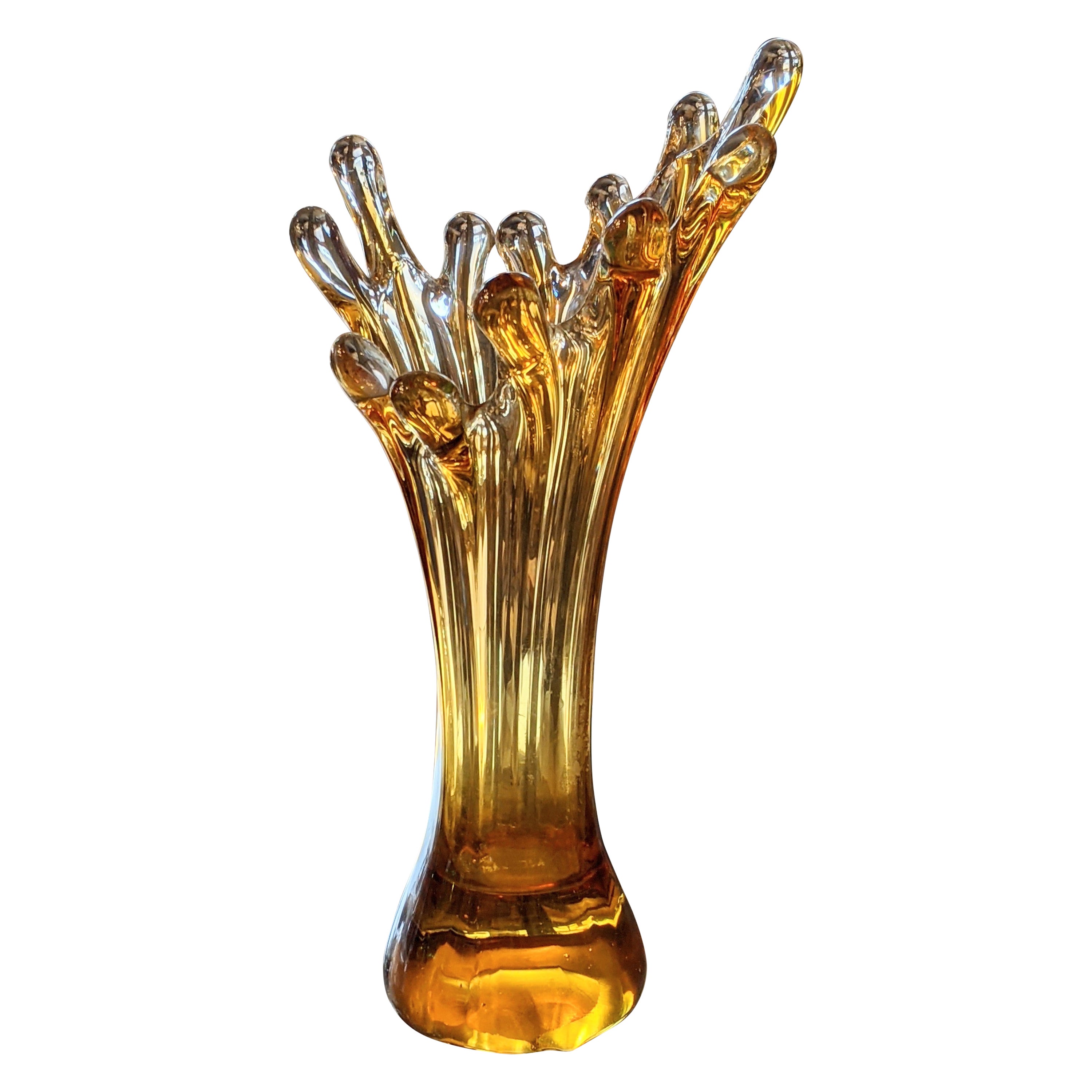 Small Amber Murano Glass Vase, 1950's