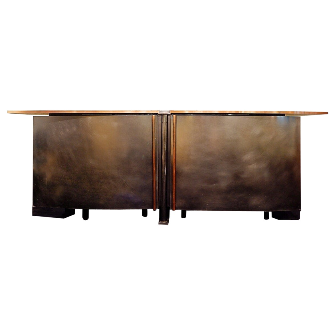 Brass & Copper Metal Sideboard by Belgo Chrom, 1970s, Mid-Century Modern For Sale