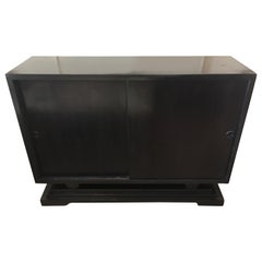 Two-Door Sideboard, Black Lacquer, 1970, French