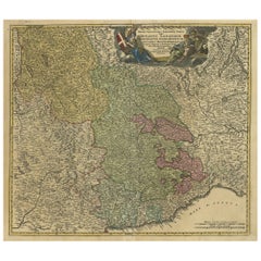 Carte ancienne des régions de Savoy et du Piémont, centrée sur Turin, vers 1735