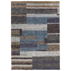 Modern Apadana's Safi Collection Handmade Earthy Tone Abstract Designed Wool Rug
