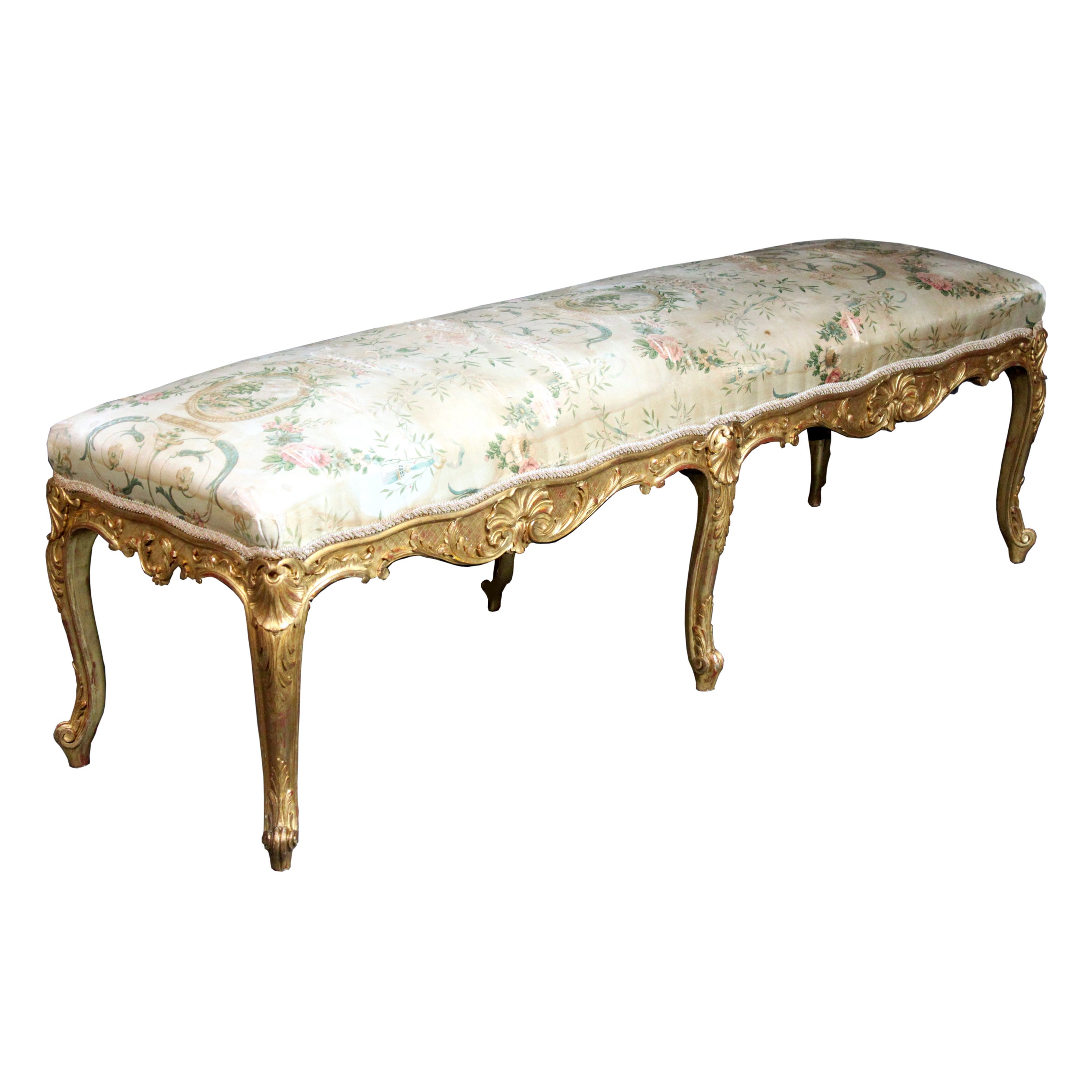 Louis XVI Style Giltwood Cabriole Leg Stool