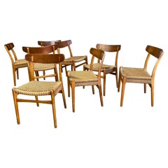 Hans Wegner CH-23 Teak and Beech Dining Chairs, Set of 8