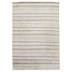 Modern Apadana's Safi Collection Handmade Stripe Designed Wool Rug