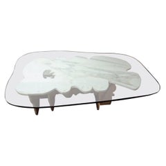 Abbott Pattison Designed & Sculpted Italian Modern Marble & Glass Coffee Table
