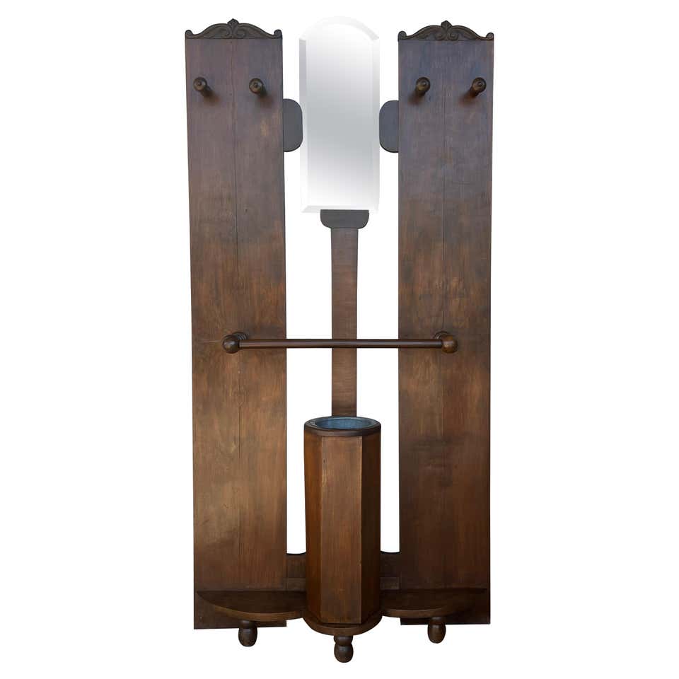 19th Large Carved Spanish Solid Walnut Coat Rack Stand or Entry For ...