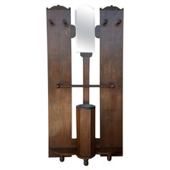 Vintage Art Decò Coat Rack Floor Stand with Umbrella Holder and Mirror