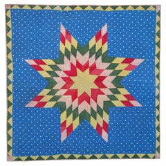 Antique 19th C Mounted Star Crib Quilt from Pennsylvania
