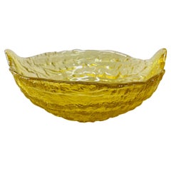 1970s Textured Yellow Glass Console Bowl